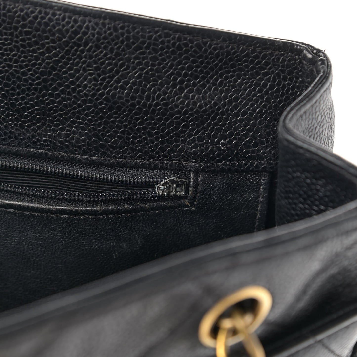 Caviar Quilted Flap Shoulder Bag Black