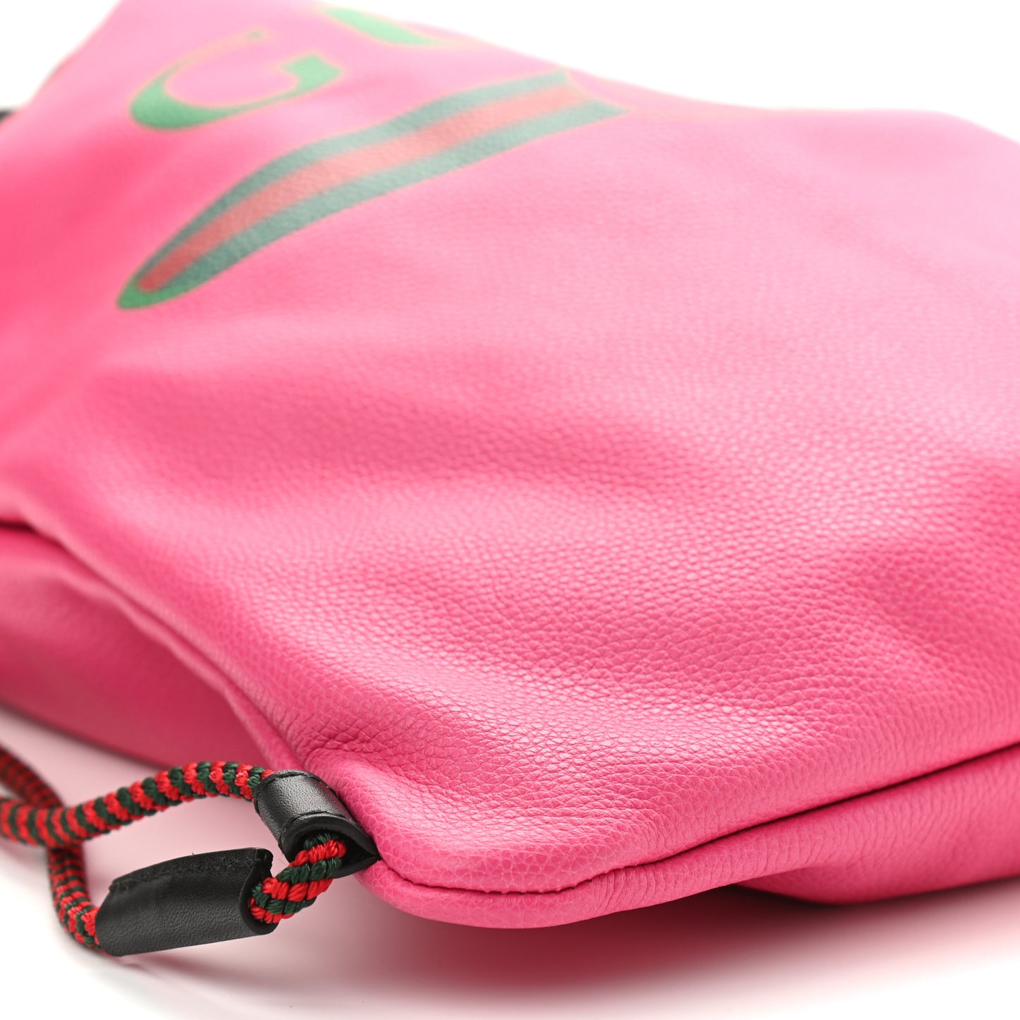 Grained Calfskin Logo Drawstring Backpack Box Pink Green Black