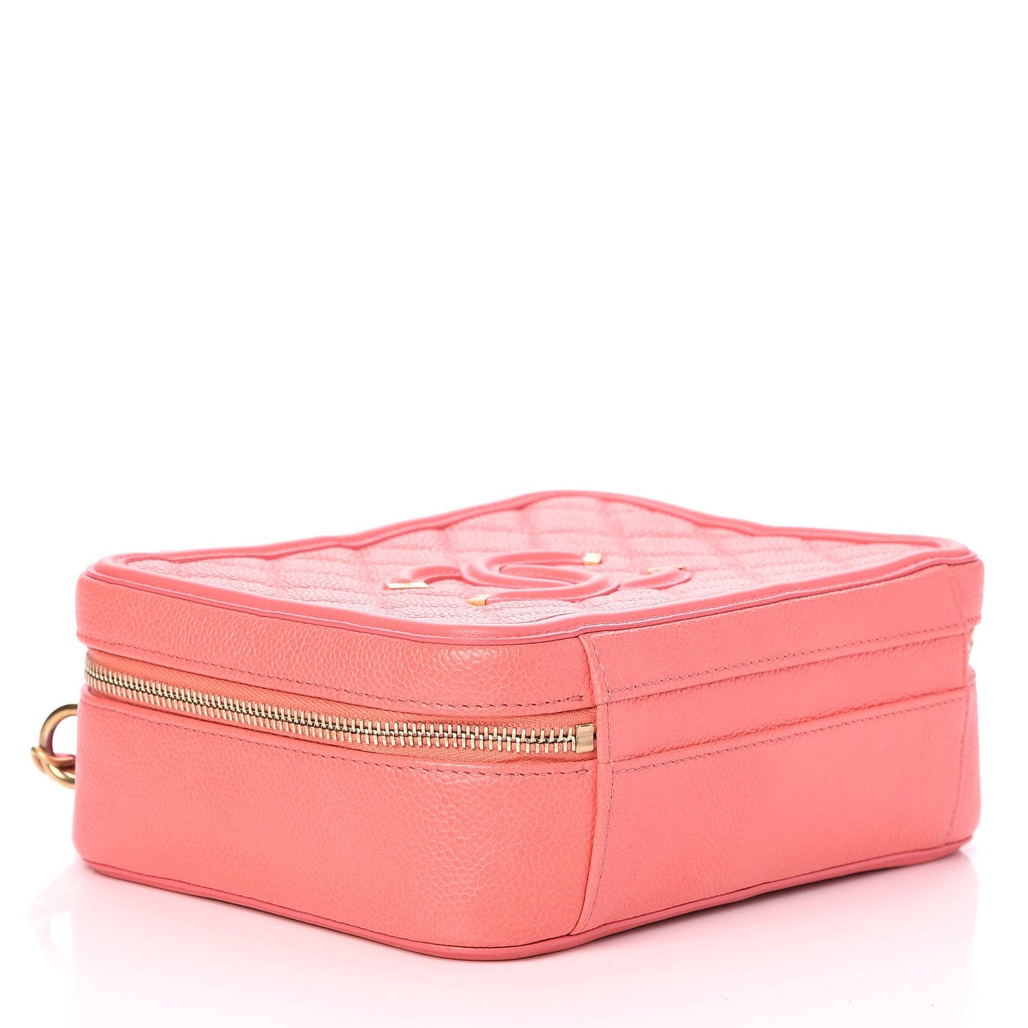 Caviar Quilted Medium CC Filigree Vanity Case Coral