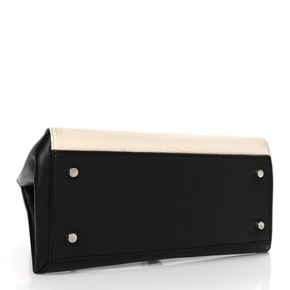 Celine Textured Calfskin Small Bi-Color Edge Shoulder Bag Black Cream 4 of 8