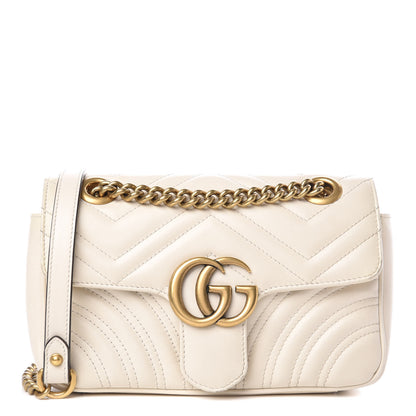 Gucci Calfskin Matelasse Mini GG Marmont Shoulder Bag White 1 of 20