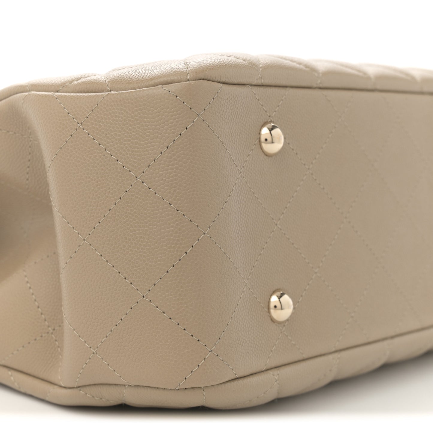 Caviar Quilted Large Shopping Tote Beige
