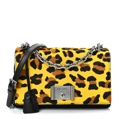 Prada Nylon Calf Hair Leopard Print Crossbody Bag Black Sole 1 of 10