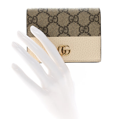 Gucci Dollar Calfskin GG Supreme Monogram GG Marmont Card Case Mystic White Beige Ebony 2 of 7