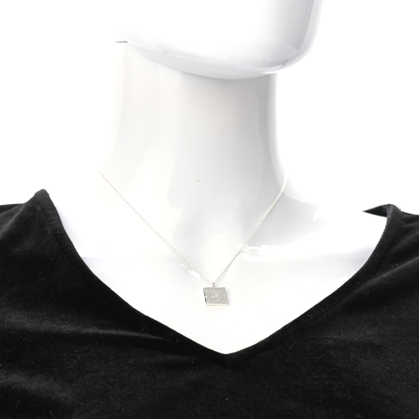 Sterling Silver Love Notes Square Pendant Necklace