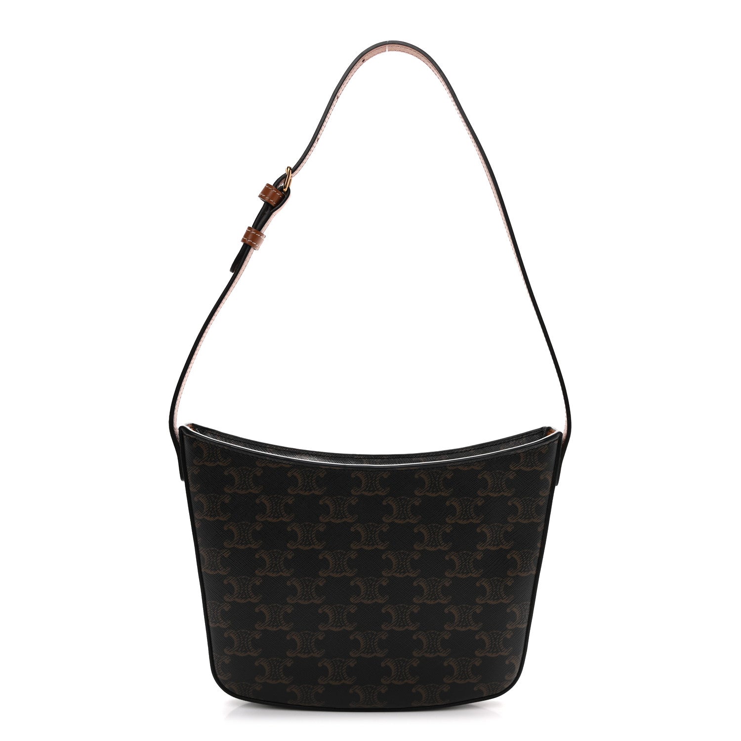 Celine Triomphe Canvas Calfskin Medium Croque Bag Tan 1 of 10