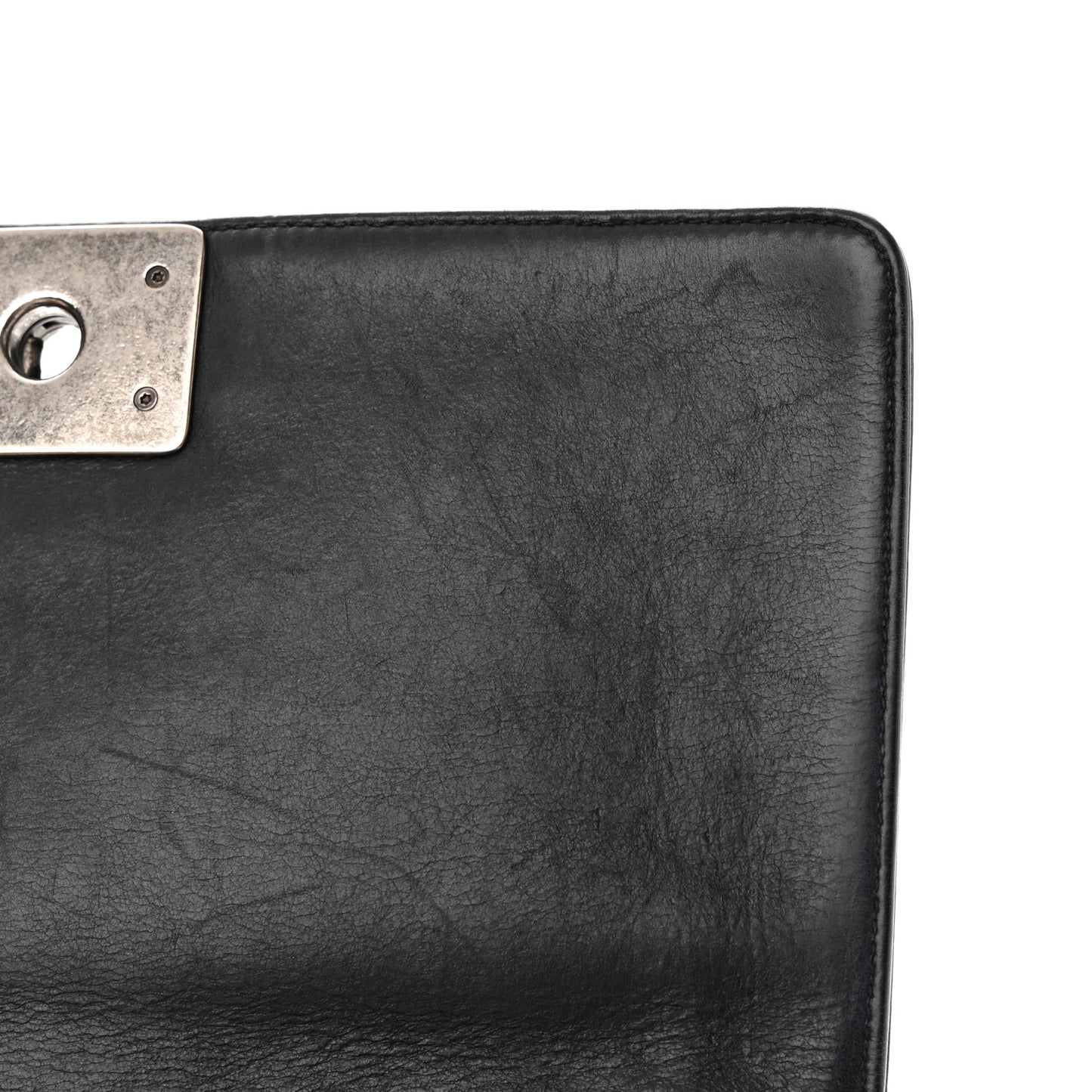 Calfskin Double Stitch Medium Boy Flap Black