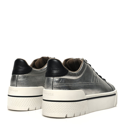 Hermes Metallic Epsom Womens Voltage Sneakers 39 Gris Argente Vieilli Black 4 of 8