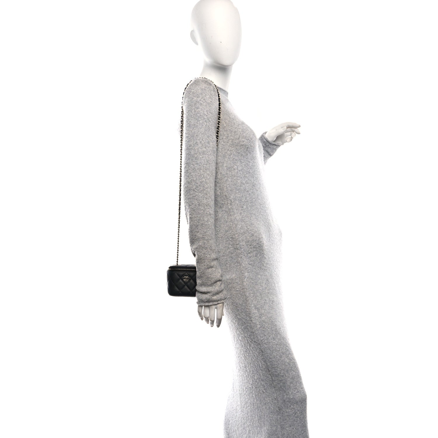 Chanel Caviar Quilted Mini Vanity Case With Chain Black 2 of 10