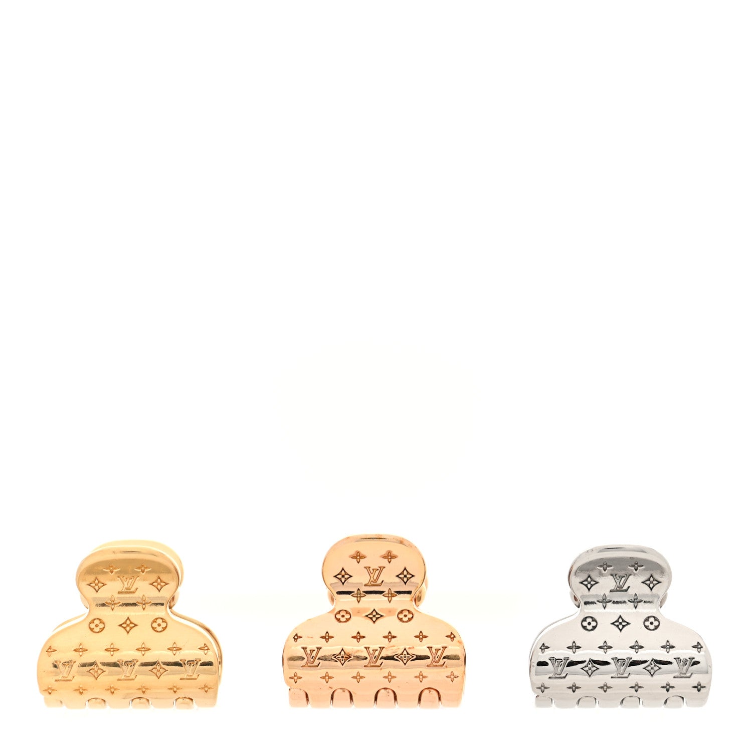 Louis Vuitton Metallic Nanogram Hair Accessories Gold Rose Gold Silver 1 of 3