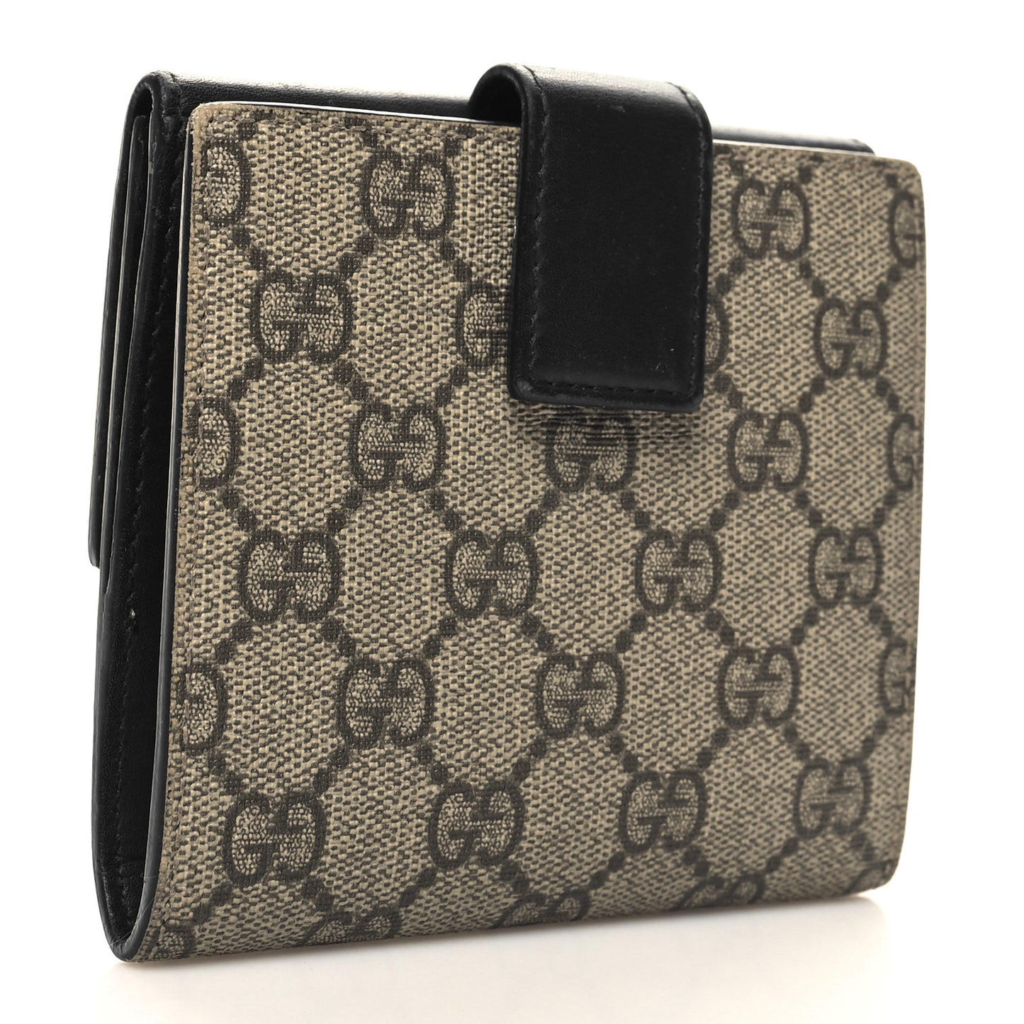 GG Supreme Monogram French Flap Wallet Black