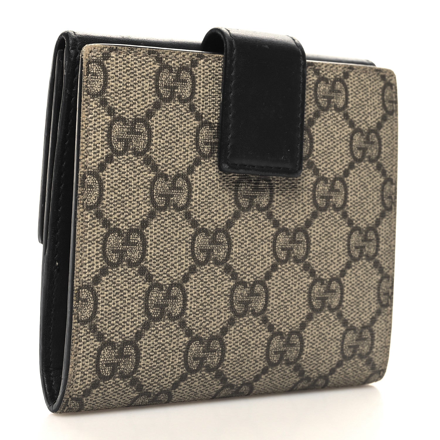 Gucci GG Supreme Monogram French Flap Wallet Black 3 of 11