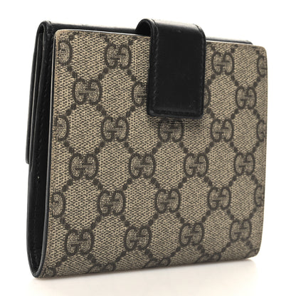 Gucci GG Supreme Monogram French Flap Wallet Black 3 of 11