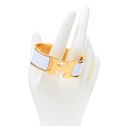 Hermes Enamel Wide Clic Clac H Bracelet GM White 2 of 5