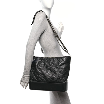 Chanel Aged Calfskin Quilted Maxi Gabrielle Hobo Black 2 of 11