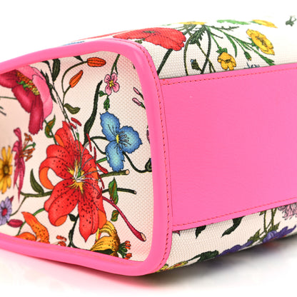 Gucci Canvas Medium Flora Tote Fuchsia 9 of 15