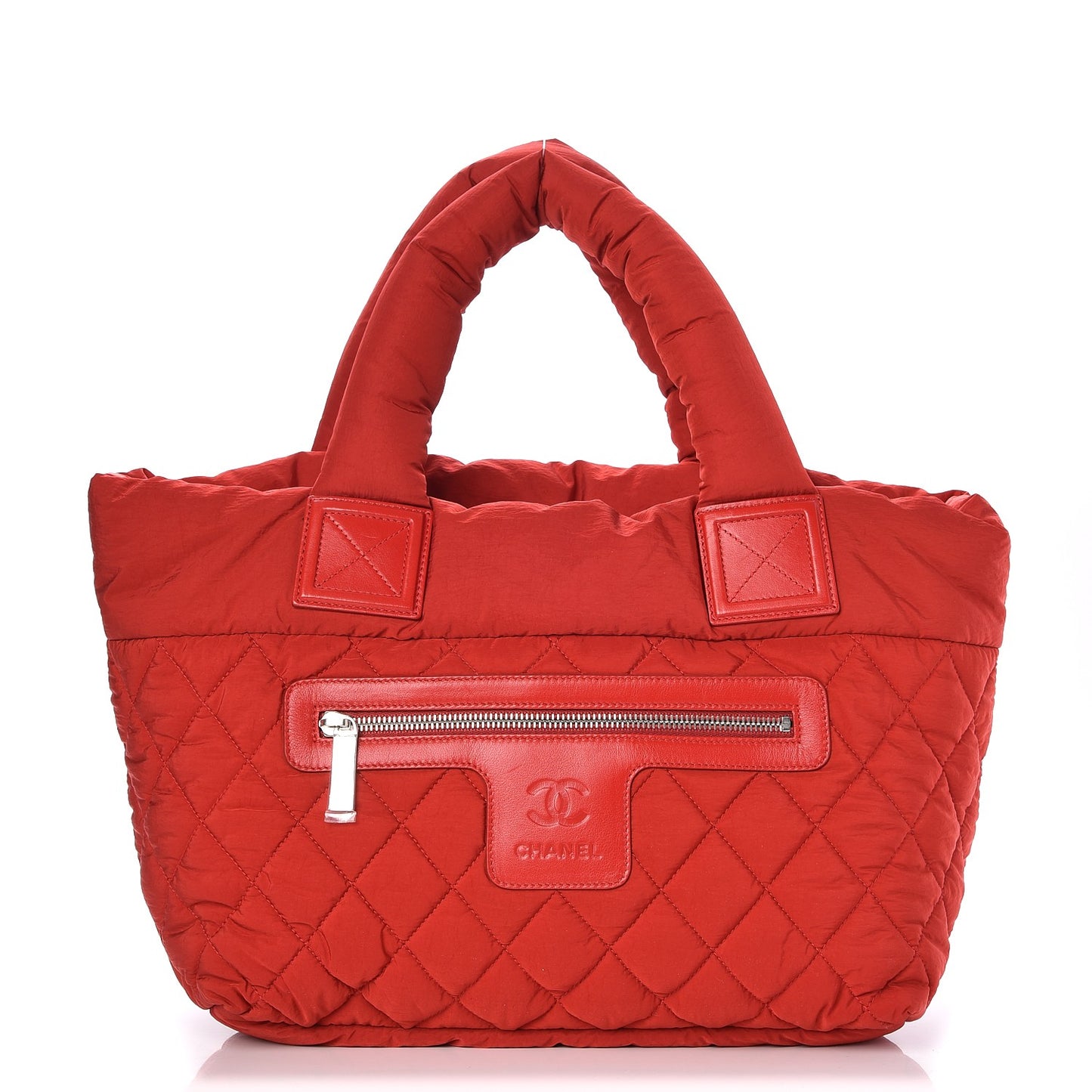 Nylon Quilted Small Coco Cocoon Tote Red