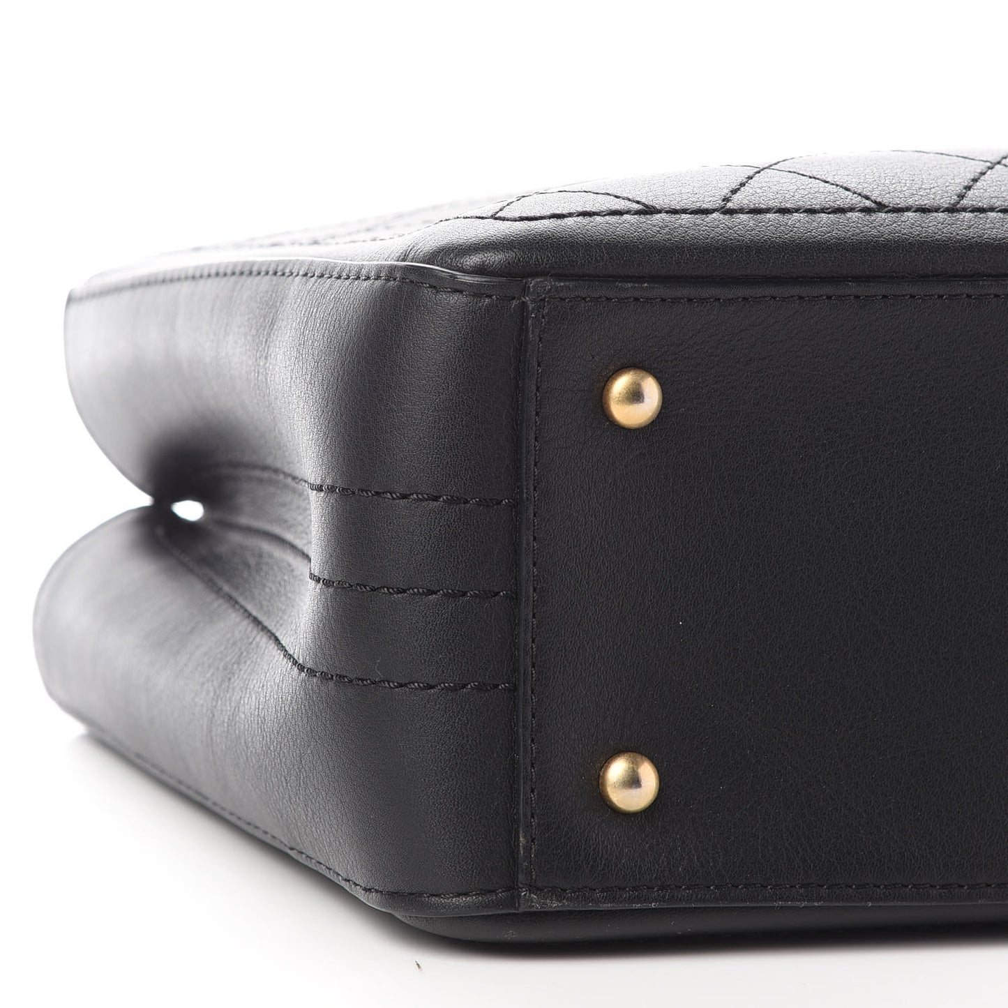 Bullskin Stitched Bi-Color Medium Shopping Tote Black