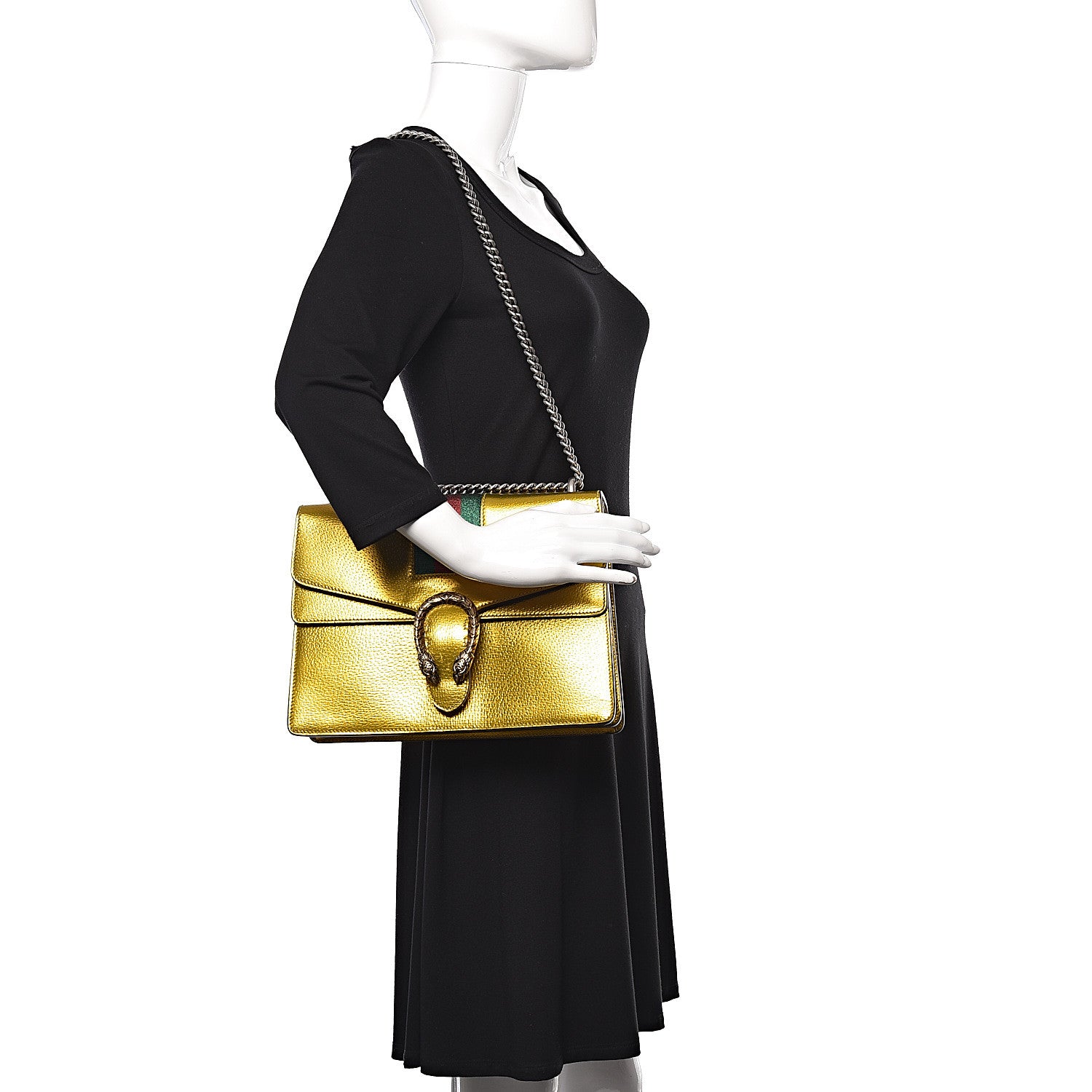 Gucci Metallic Calfskin Medium Dionysus Shoulder Bag Yellow 2 of 12