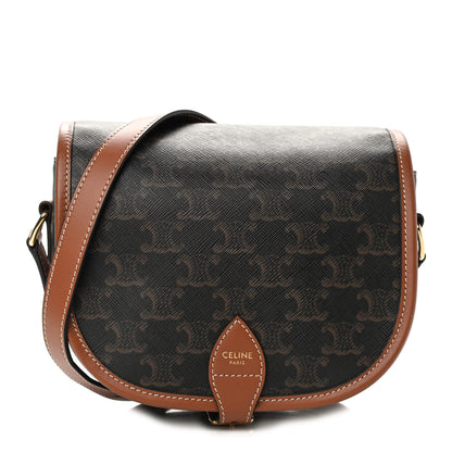 Celine Triomphe Canvas Medium Folco Bag Tan 1 of 8