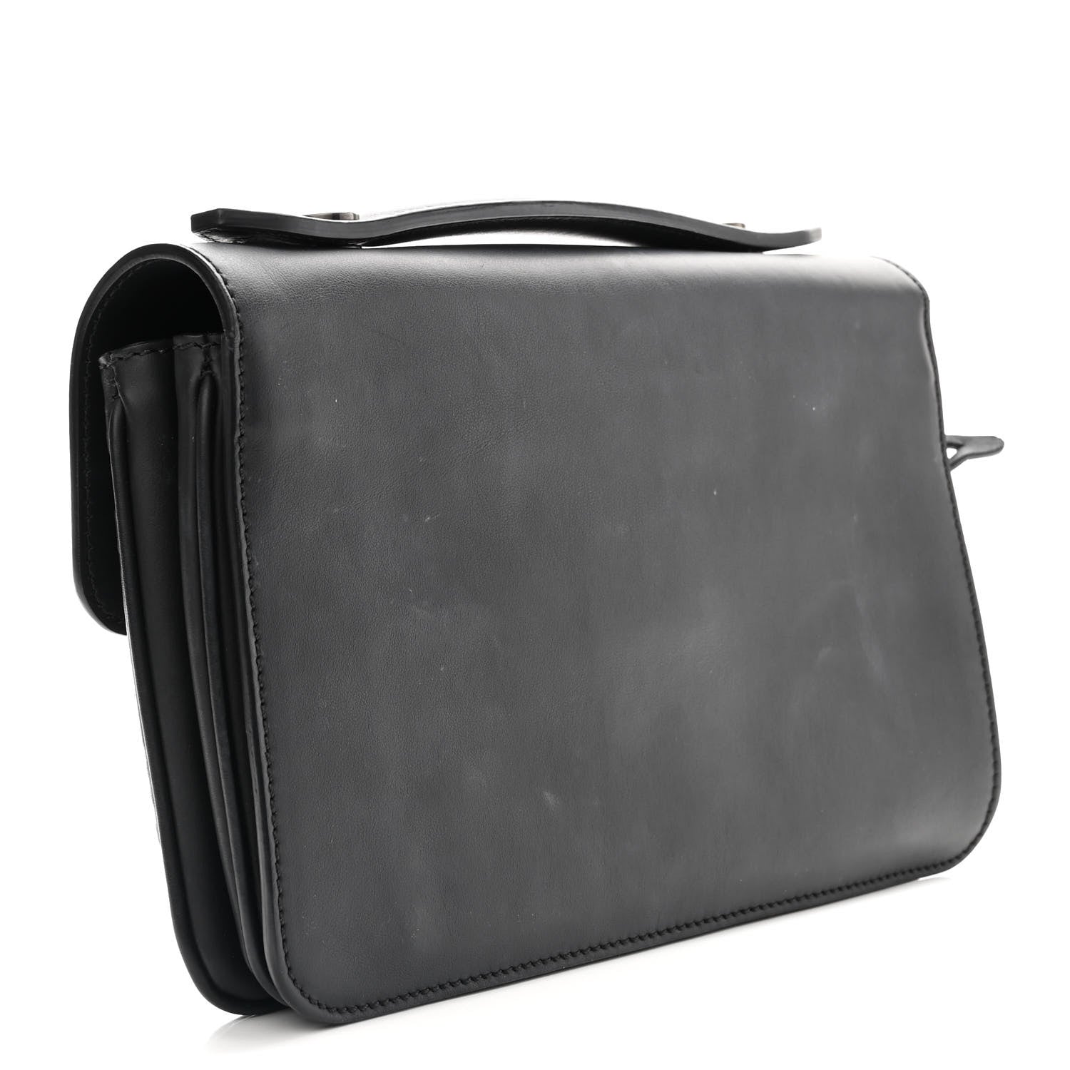 Fendi Vitello Century Grace FF Embossed Top Handle Clutch Black 3 of 10