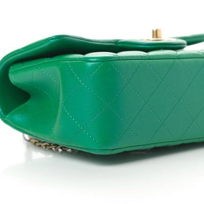 Chanel Iridescent Lambskin Quilted Mini Top Handle Rectangular Flap Green 9 of 11