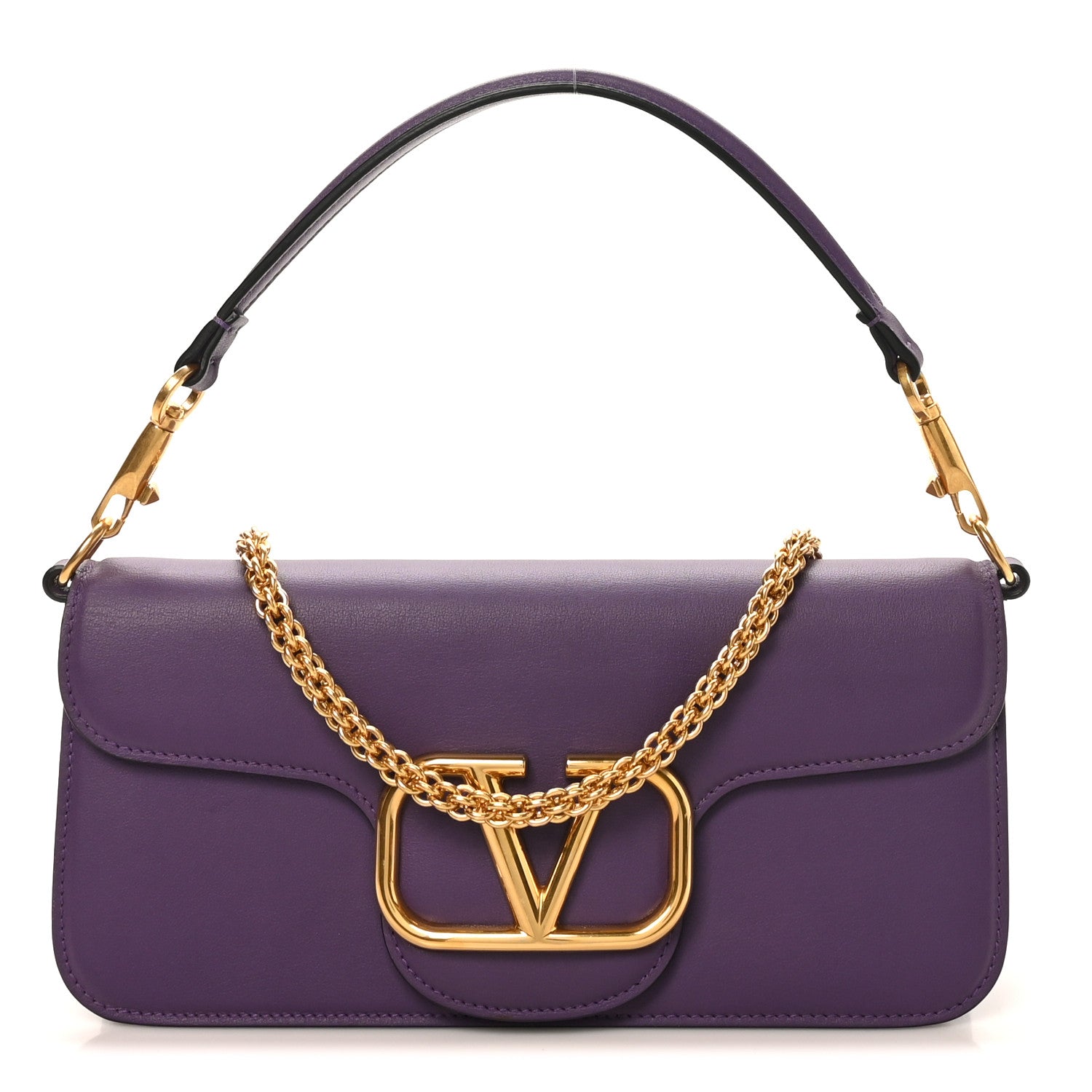 Valentino Garavani Calfskin Vlogo Loco Shoulder Bag Glicine 1 of 9