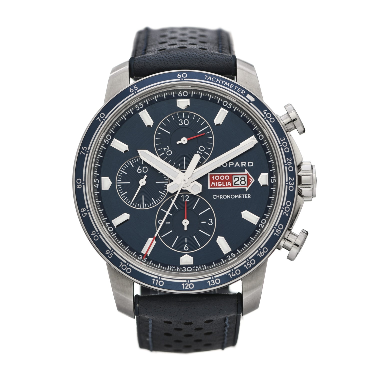 Chopard Stainless Steel Calfskin 44mm Mille Miglia Limited Edition Chronograph Automatic Watch Blue 1 of 4