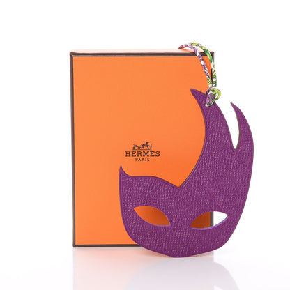 Hermes Togo Epsom Petit H Mask Bag Charm Bleu Electrique Anemone 4 of 4