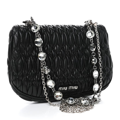 Miu Miu Nappa Matelasse Crystal Chain Crossbody Black 2 of 4