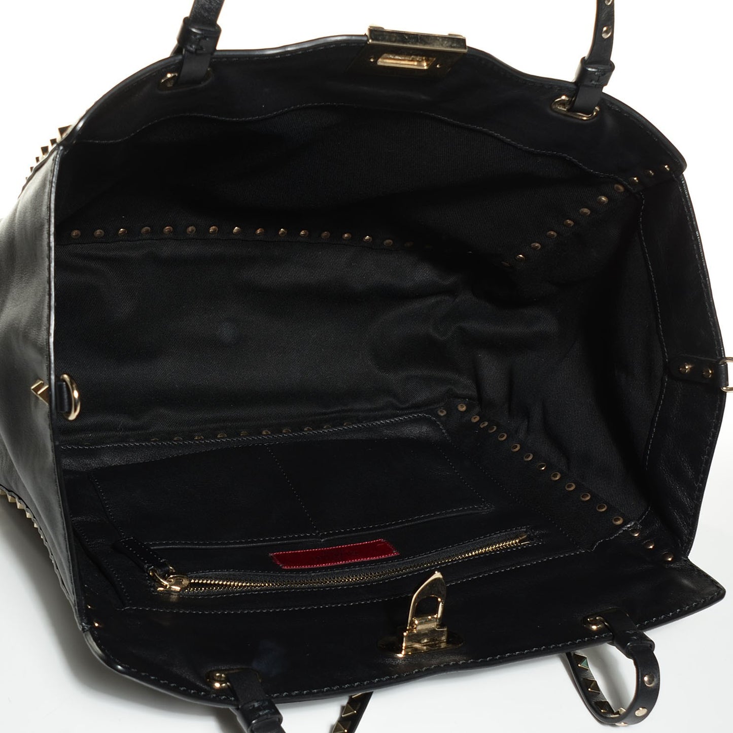Vitello Medium Rockstud Tote Black