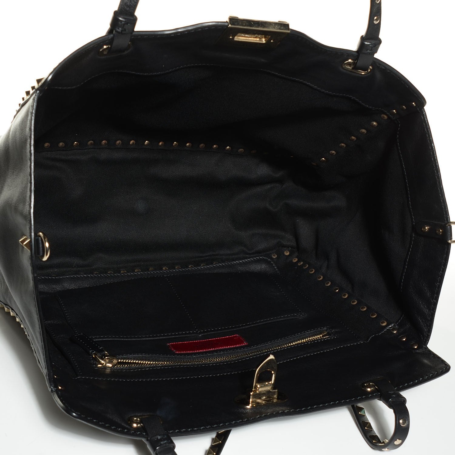 Valentino Garavani Vitello Medium Rockstud Tote Black 5 of 8