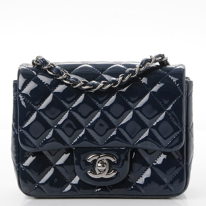 Chanel Patent Quilted Mini Square Flap Navy Blue 1 of 8