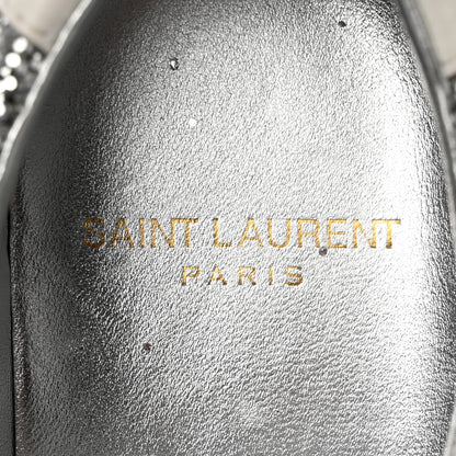 Saint Laurent Calfskin Crystal Glitter Andy Sneakers 36 Silver 8 of 12
