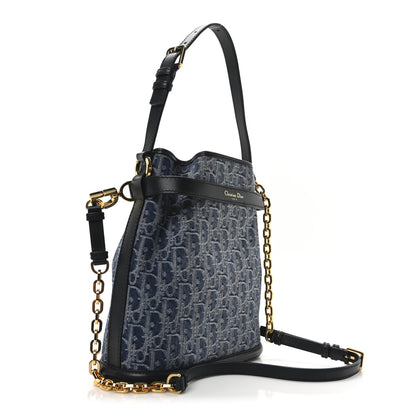 Christian Dior Denim Jacquard Oblique C'est Dior Bucket Bag Blue 4 of 17