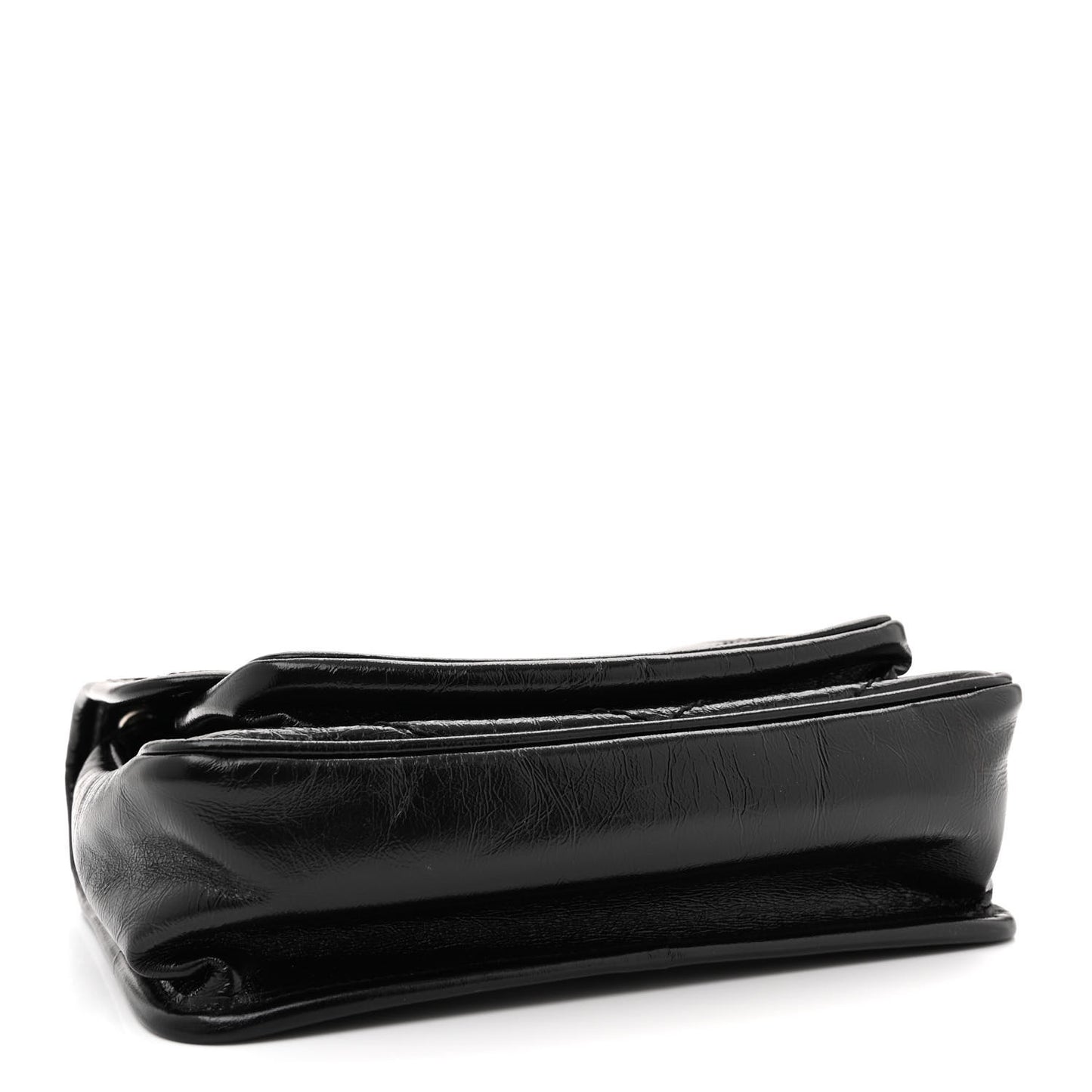 Crinkled Calfskin Matelasse Monogram Baby Niki Chain Satchel Black