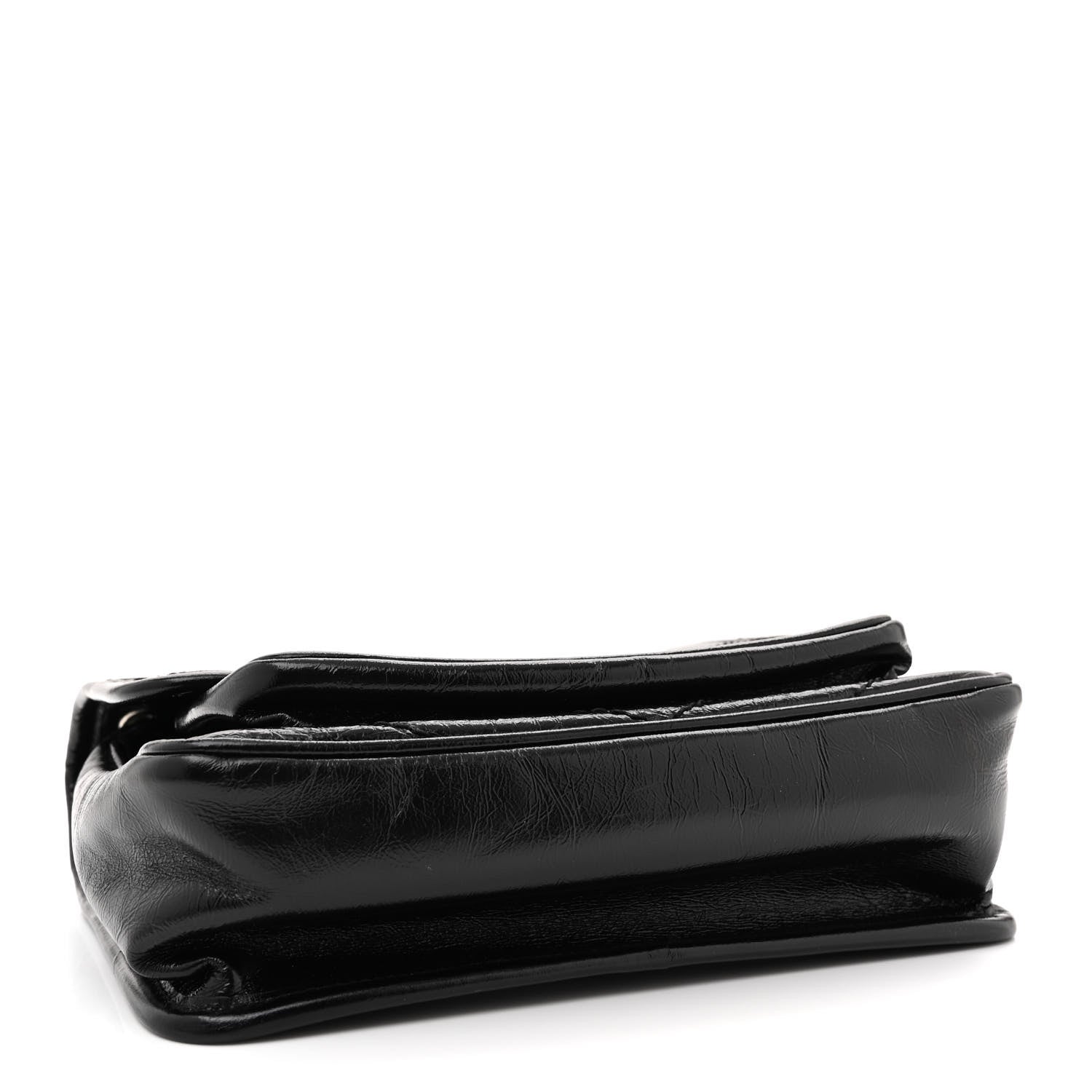 Saint Laurent Crinkled Calfskin Matelasse Monogram Baby Niki Chain Satchel Black 4 of 12