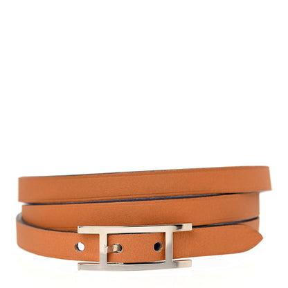 Hermes Swift 3MM Hapi Triple Tour Wrap Bracelet S Bleu Electrique Gold 3 of 10