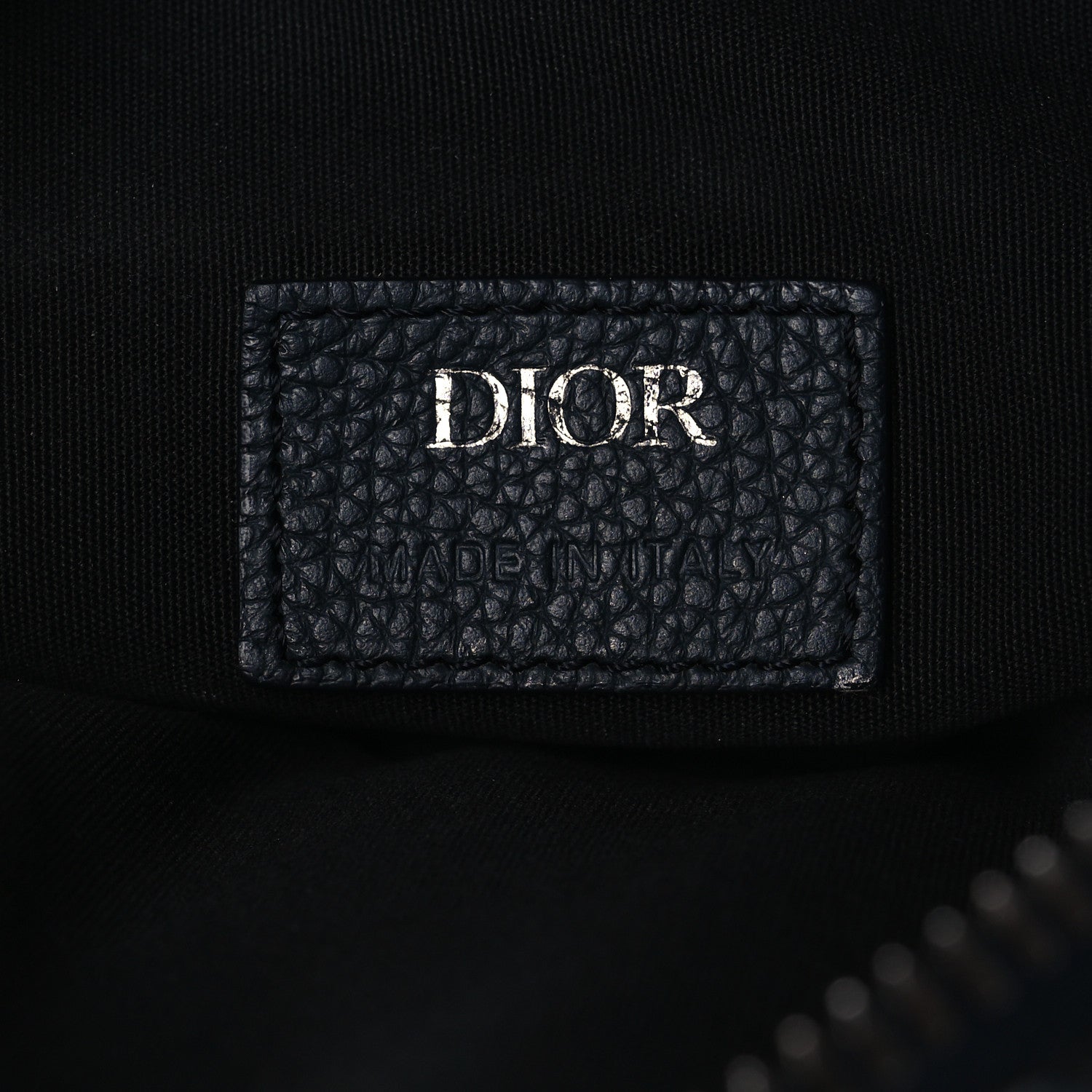 Christian Dior Grained Calfskin Oblique Mens Saddle Bag Black Black Blue 6 of 13