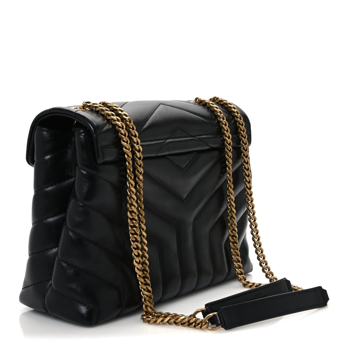 Calfskin Y Quilted Monogram Small Loulou Chain Satchel Black