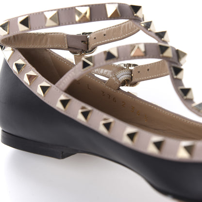 Valentino Garavani Nappa Rockstud Cage Ballerina Flats 36.5 Black Poudre 8 of 9