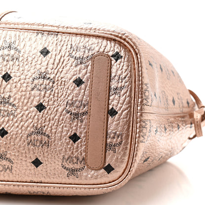 MCM Metallic Visetos Medium Liz Reversible Shopper Tote Champagne Gold 14 of 20