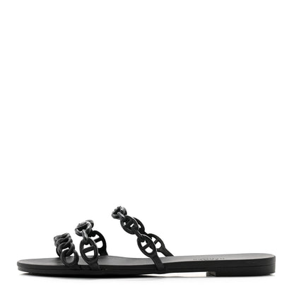 Hermes Rubber Chaine d'Ancre Rivage Sandals 37 Black 1 of 7