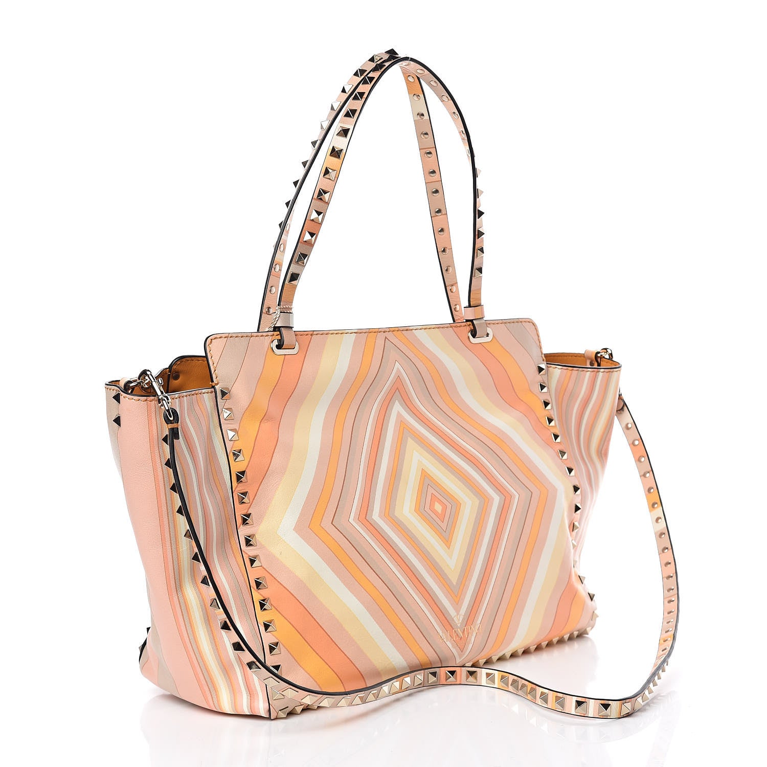 Valentino Garavani Vitello Native Couture 1975 Medium Rockstud Tote Mandarin Sorbet 3 of 11