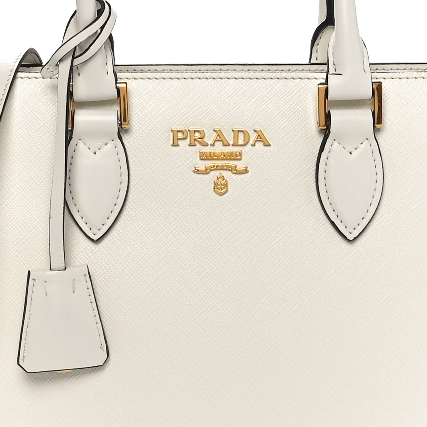 Prada Saffiano Soft Calfskin Small Zippered Tote White 7 of 9