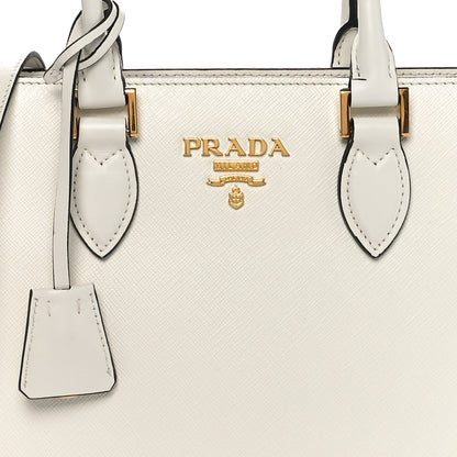 Prada Saffiano Soft Calfskin Small Zippered Tote White 7 of 9