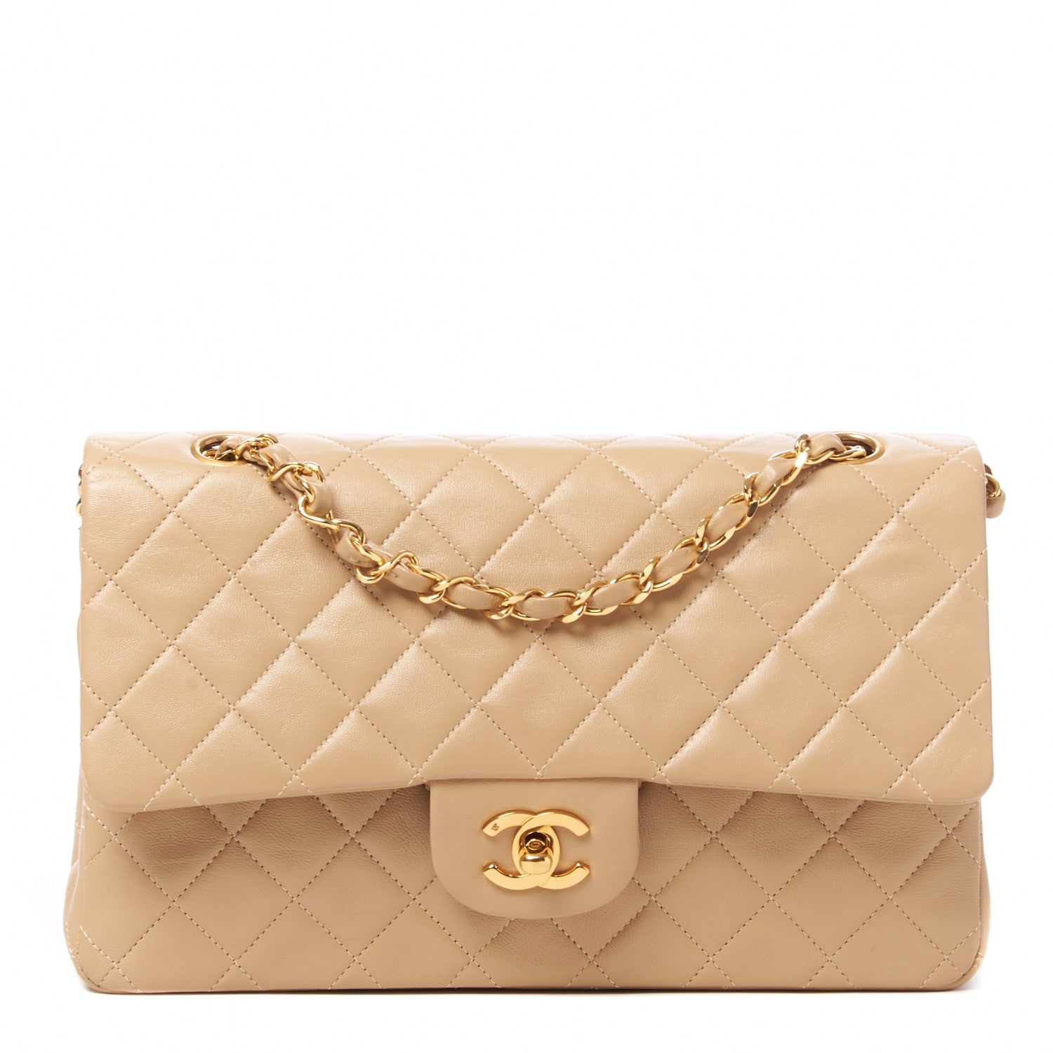 Chanel Lambskin Quilted Medium Double Flap Beige 1 of 9