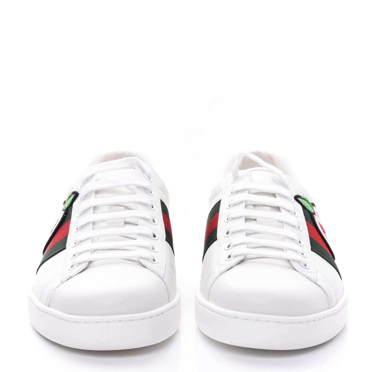 Calfskin Web GG Apple Embroidered Mens Ace Sneakers 8 White