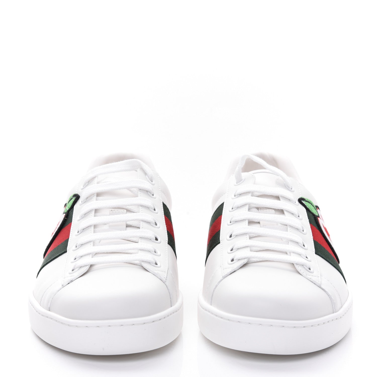Gucci Calfskin Web GG Apple Embroidered Mens Ace Sneakers 8 White 2 of 9
