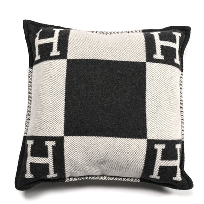 Hermes Wool Cashmere Avalon Pillow PM Ecru Gris Fonce 2 of 3